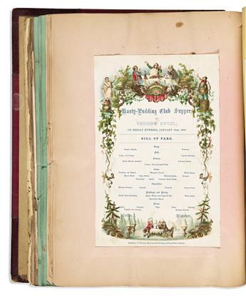 (MASSACHUSETTS.) Scrapbook kept by a Hasty Pudding Club member in the Harvard Class of 1863.